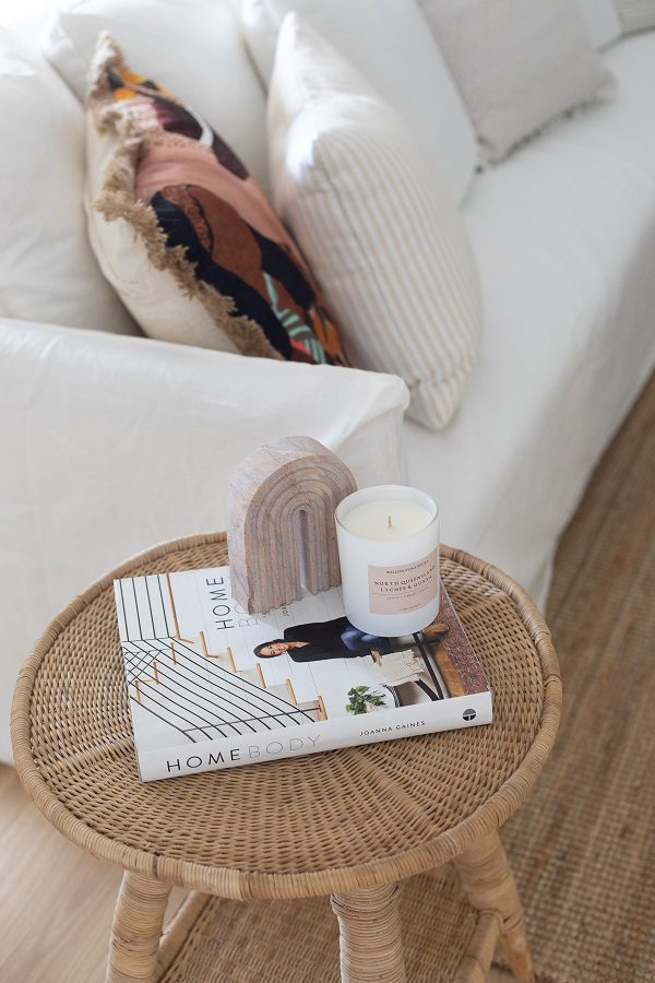 Side table with candle