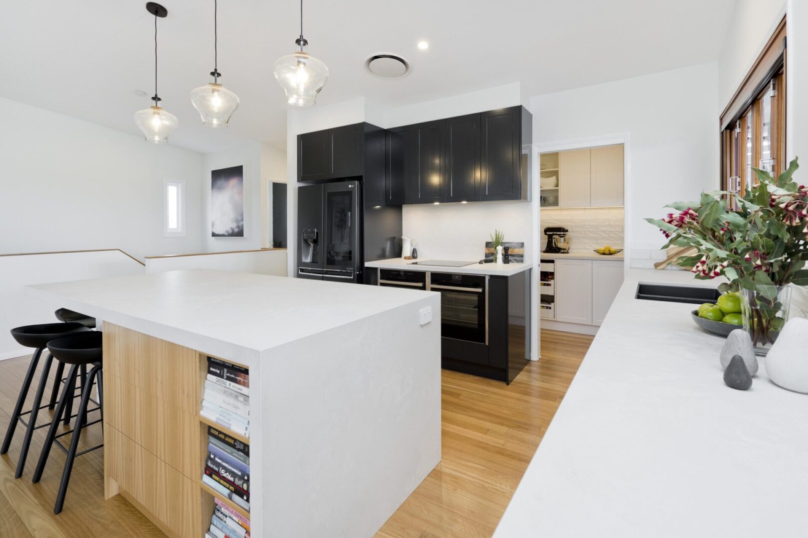 Glass pendants and undercabinet lighting scaled